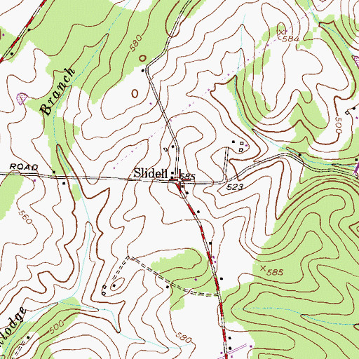 Topographic Map of Slidell, MD
