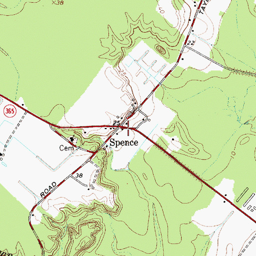 Topographic Map of Spence, MD