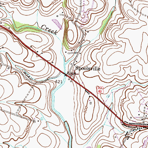 Topographic Map of Spoolsville, MD