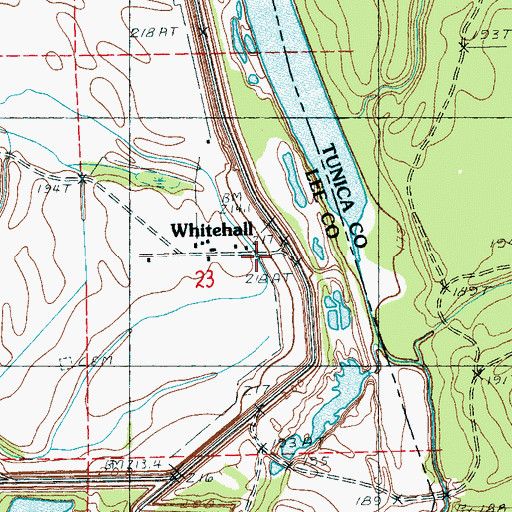 Topographic Map of Whitehall, AR