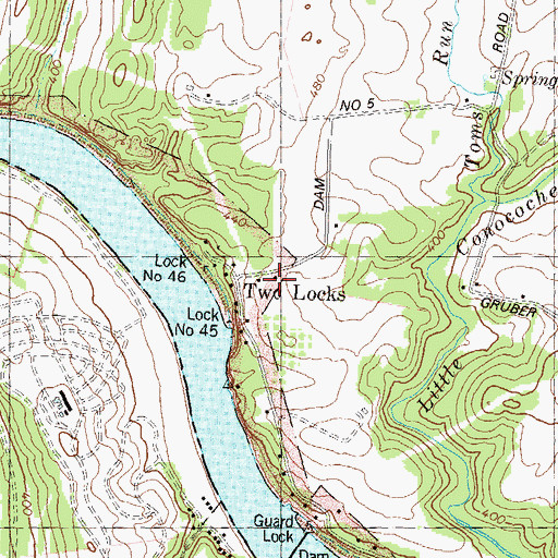 Topographic Map of Two Locks, MD