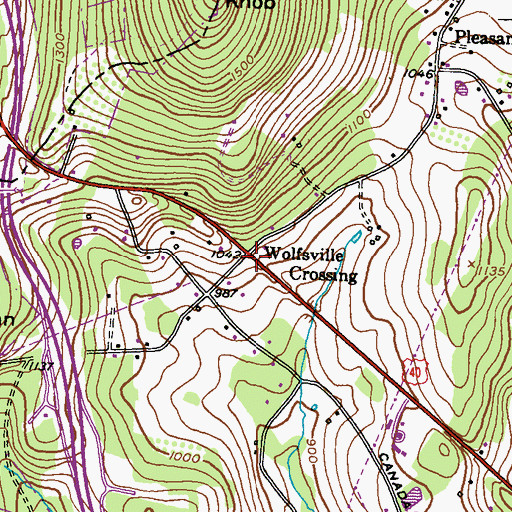 Topographic Map of Wolfsville Crossing, MD