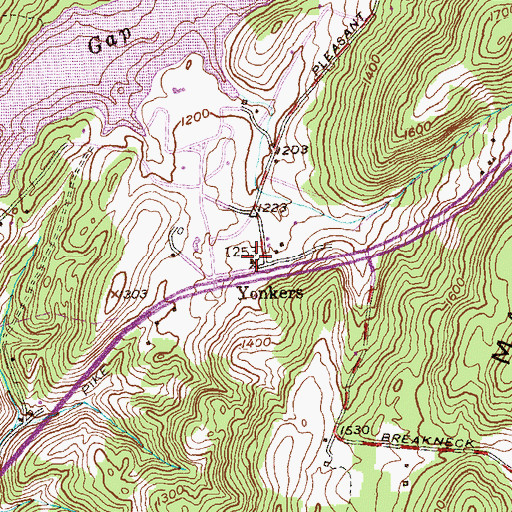 Topographic Map of Yonkers, MD