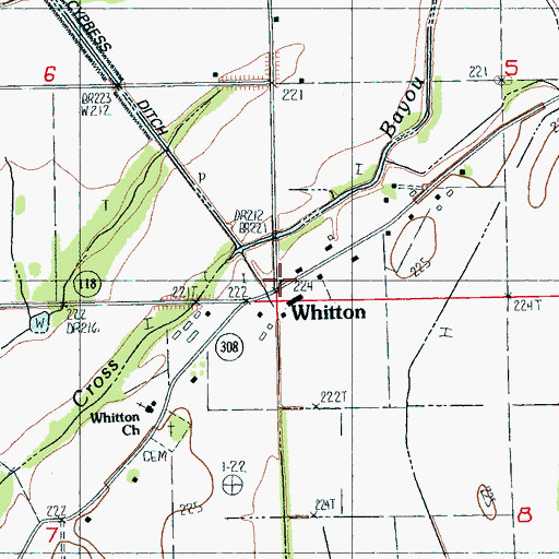 Topographic Map of Whitton, AR