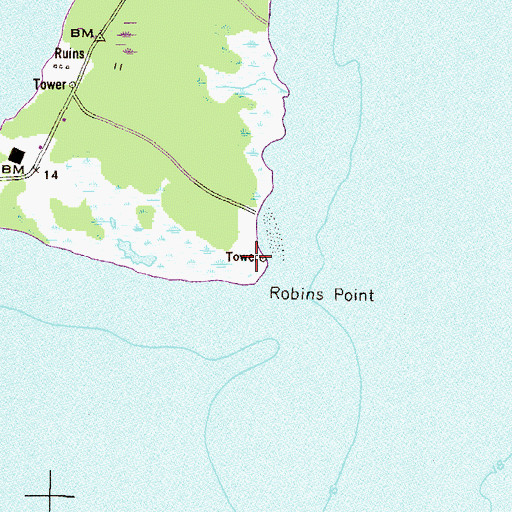 Topographic Map of Robins Point, MD