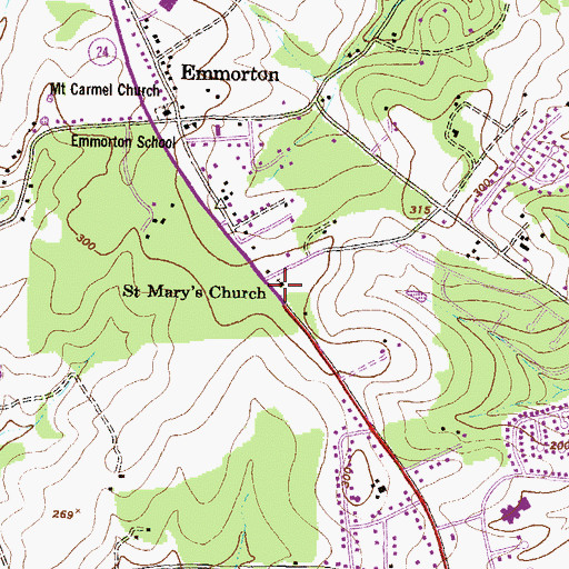 Topographic Map of Saint Marys Church, MD