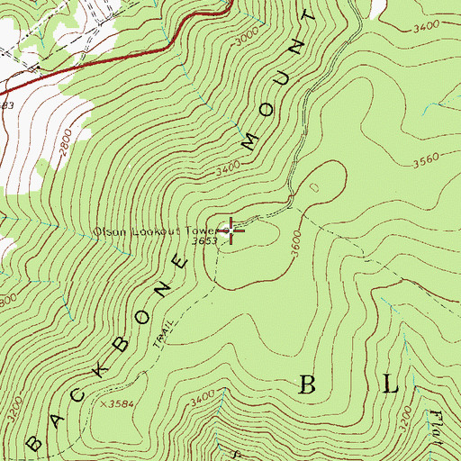 Topographic Map of Backbone Mountain, WV