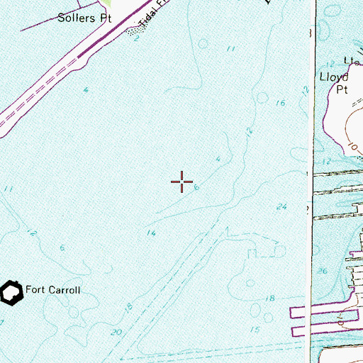 Topographic Map of Sollers Point Shoal, MD