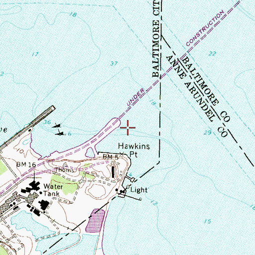 Topographic Map of Hawkins Point Shoal, MD