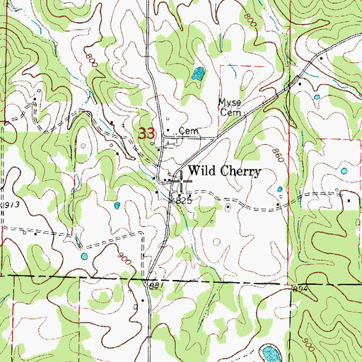 Topographic Map of Wild Cherry, AR