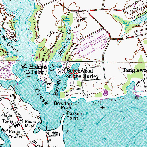 Topographic Map of Little Burley Creek, MD