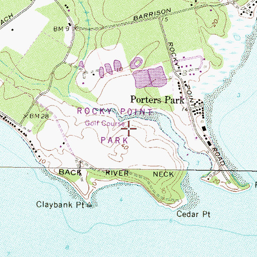 Topographic Map of Rocky Point Park, MD