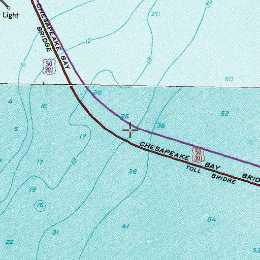 Topographic Map of Chesapeake Bay Bridge, MD