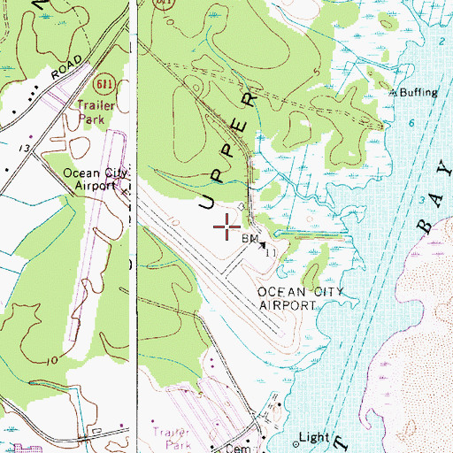 Topographic Map of Ocean City Municipal Airport, MD