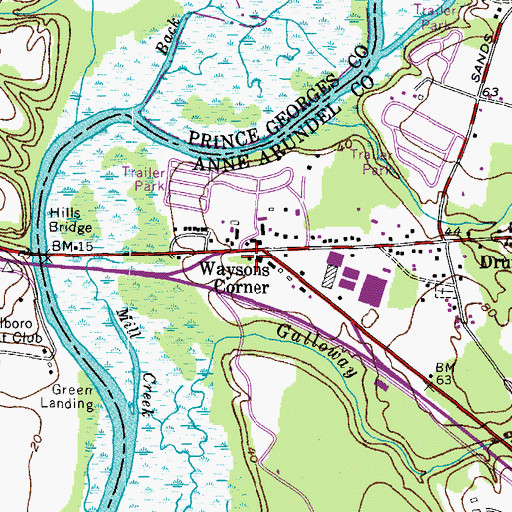 Topographic Map of Waysons Corner, MD