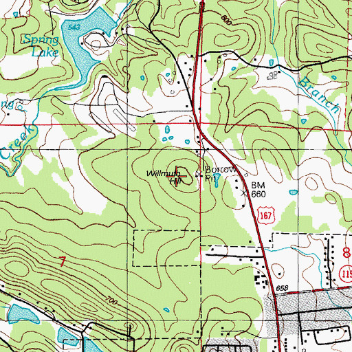 Topographic Map of Willmuth Hill, AR
