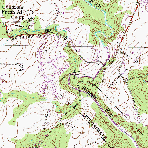 Topographic Map of High Bridge Branch, MD