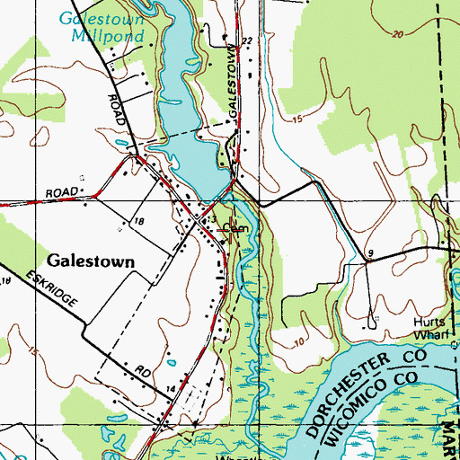 Topographic Map of Galestown United Methodist Church, MD
