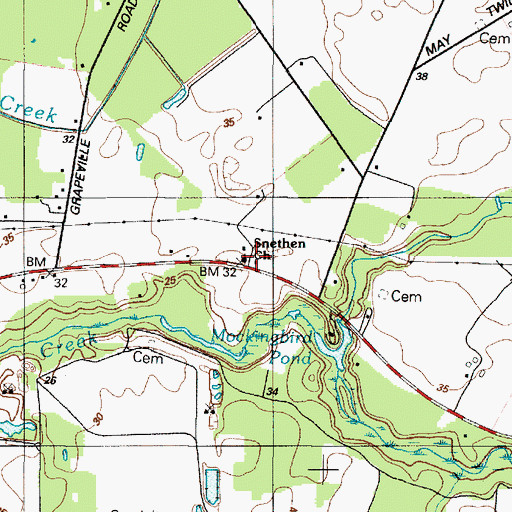Topographic Map of Snethen United Methodist Church, MD