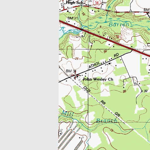 Topographic Map of John Wesley United Methodist Church, MD