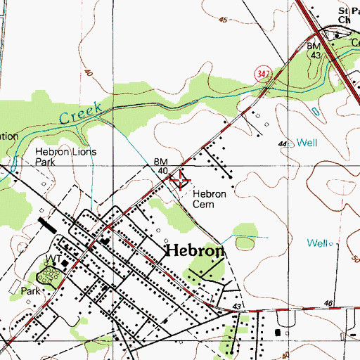 Topographic Map of Hebron Cemetery, MD