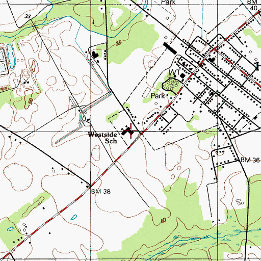 Topographic Map of Westside Intermediate School, MD