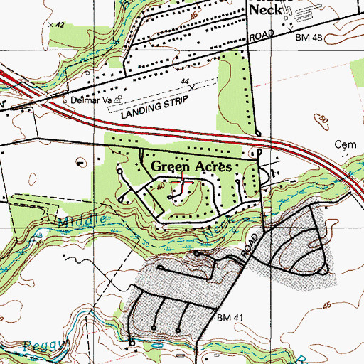 Topographic Map of Green Acres, MD