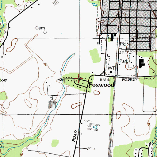 Topographic Map of Foxwood, MD