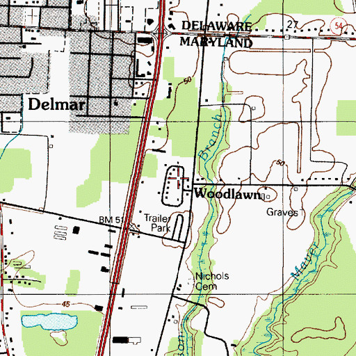 Topographic Map of Woodlawn, MD