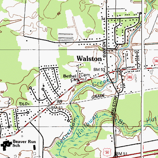 Topographic Map of Bethel United Methodist Church, MD