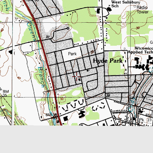 Topographic Map of Powerhouse Church of God in Christ, MD