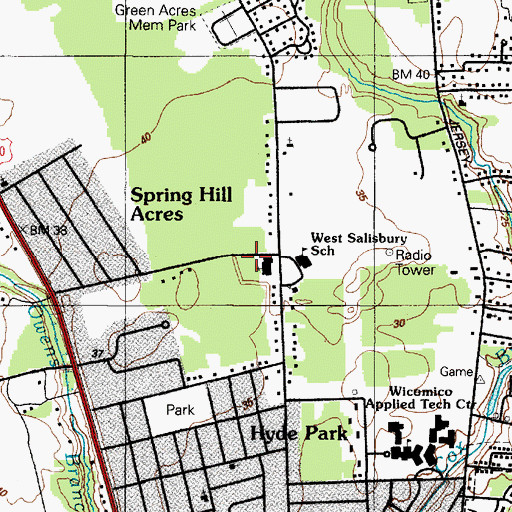Topographic Map of Wesley Temple United Methodist Church, MD