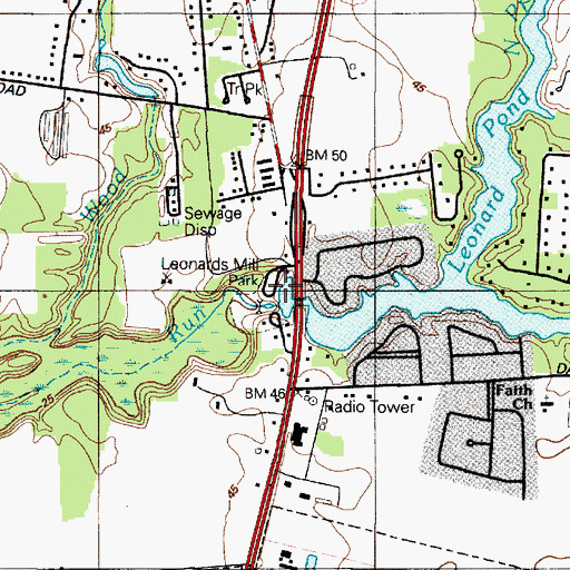 Topographic Map of Leonards Mill Park, MD