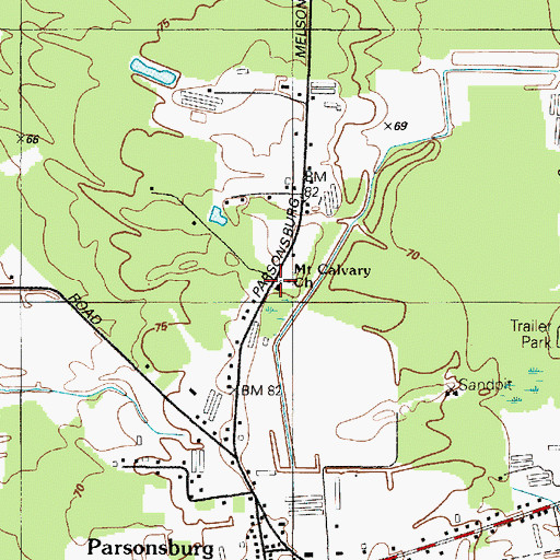 Topographic Map of Mount Calvary Holiness Church, MD