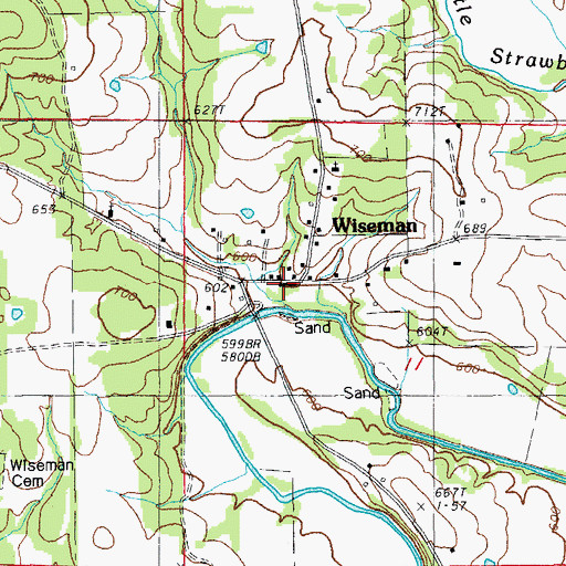 Topographic Map of Wiseman, AR