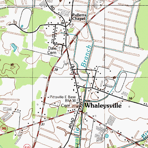 Topographic Map of Whaleyville United Methodist Church, MD