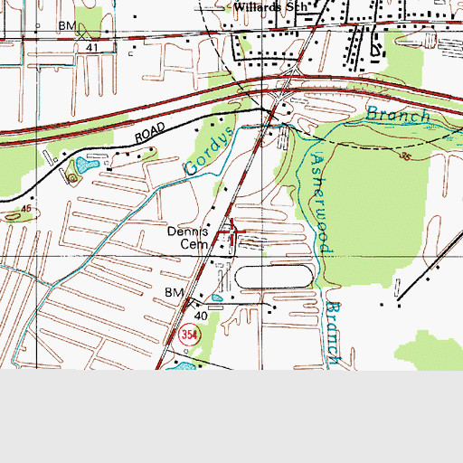 Topographic Map of Dennis Cemetery, MD