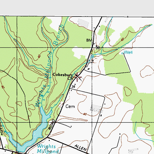Topographic Map of Cokesbury Church (historical), MD