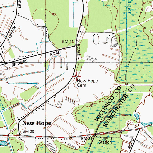 Topographic Map of New Hope Cemetery, MD