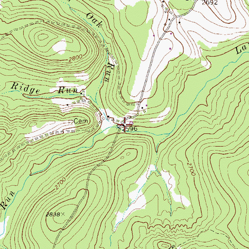 Topographic Map of Red Oak Run, MD