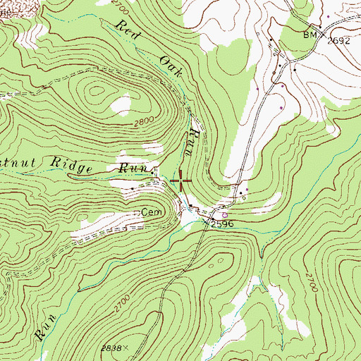 Topographic Map of Chestnut Ridge Run, MD