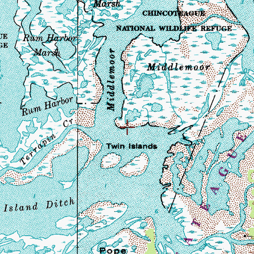 Topographic Map of Assateague Island National Seashore, MD