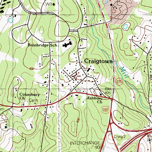 Topographic Map of Arrowhead Acres, MD