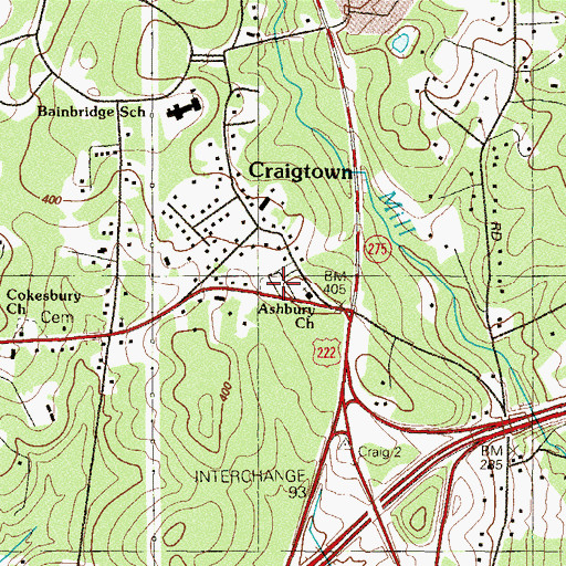 Topographic Map of Asbury United Methodist Cemetery, MD