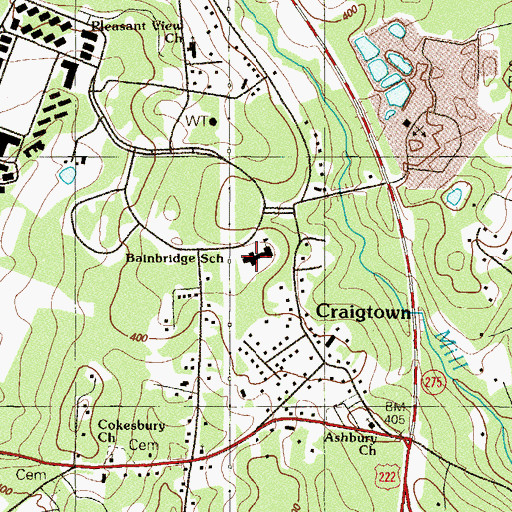 Topographic Map of Bainbridge Elementary School, MD