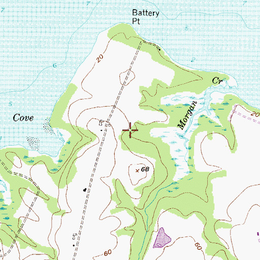 Topographic Map of Battery Point Farms, MD