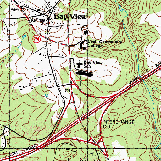 Topographic Map of Bay View Elementary School, MD