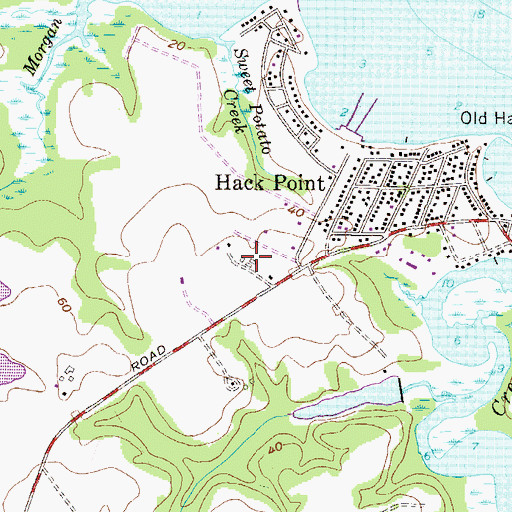 Topographic Map of Bohemia Acres, MD