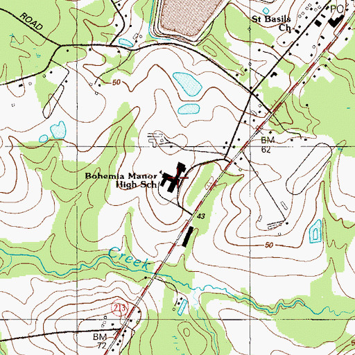 Topographic Map of Bohemia Manor High School, MD
