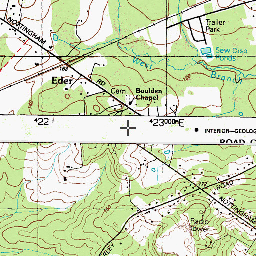 Topographic Map of Boulden Chapel Cemetery, MD
